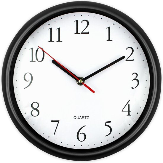 JAP Clocks AC61 - Ronde wandklok - Ø27 cm - Wand klok modern - Muurklok - Zwart