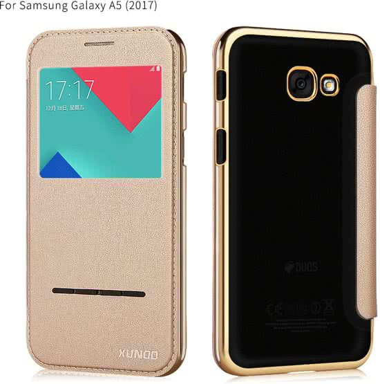Xundd Peik window view flip hoesje voor Samsung Galaxy A5 2017 Champagne Goud