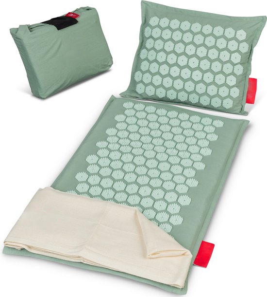 Merkloos Spijkermat met Kussen & Draagtas - Acupressuur mat met Spijkerkussen