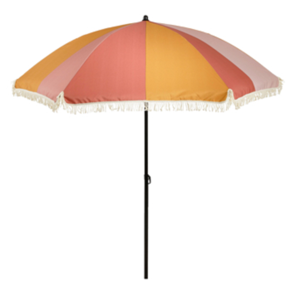 Parasol streep oranje met franjes 220 cm