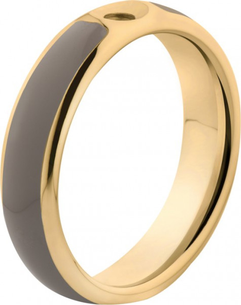 Melano Twisted Tracy resin ring - dames - goldplated + taupe resin - 5mm - maat 15.25