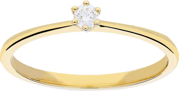 Glow ring met diamant solitaire - 1-0.07ct G/SI - geelgoud 14kt - mt 17.75