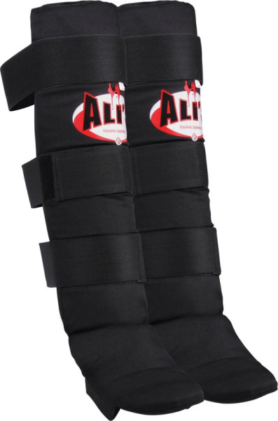 SHIN PRO - Kickboksen scheenbeschermers - Katoen - Zwart - Maat L