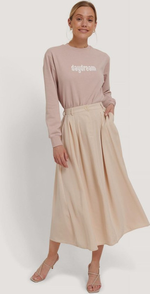 NA-KD - Maat EU 42 - Pleated Midi Vrouwen Rok - Beige