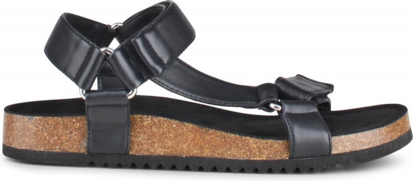 PS Poelman AMON Dames Faux - 39 - PU Imitatie Leren Sandalen met Klittenband - Zwart