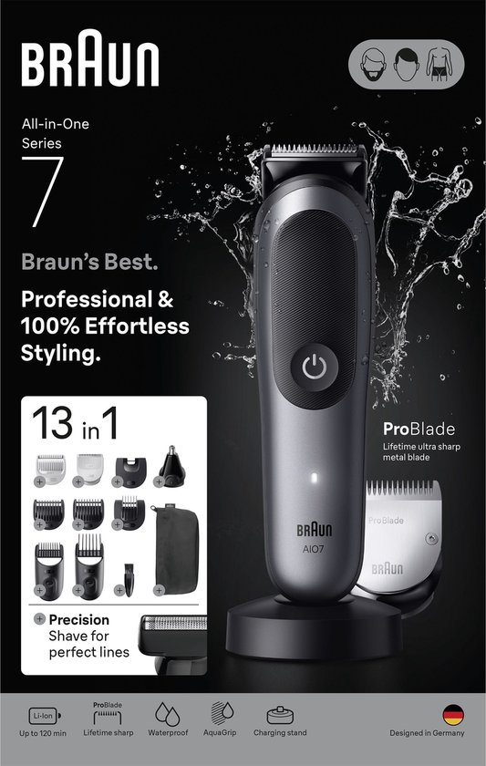 Braun All-in-One Series 7 AIO7560 Style Kit – Baardtrimmer, Tondeuse, Gezichtstrimmer en Lichaamstri