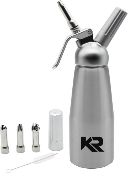 Robuuste Kwaliteit Slagroomspuit 0,5L (stalen mondstuk) - Slagroomspuit Aluminium - Crèmespuit - Gar