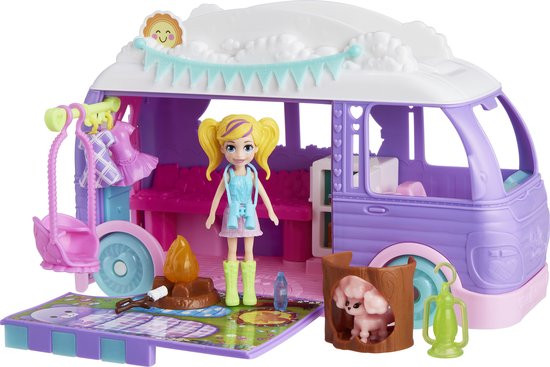 Polly Pocket Glamping Camper Van - Speelfigurenset