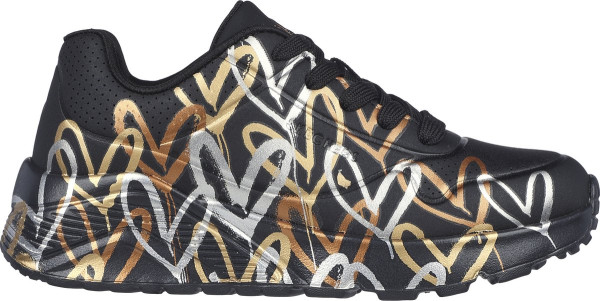 Skechers Uno Lite - maat 30 - Metallic Love Meisjes Sneakers - Zwart/Goud