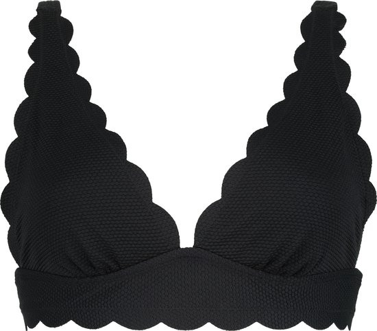 Hunkemöller Maat L Dames Badmode Triangel bikinitop Scallop - Zwart