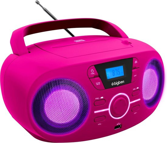 Bigben CD61RSUSB - Draagbare Radio & CD-Speler met USB - Roze