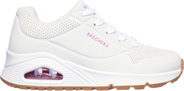 Skechers - Maat 30 - Uno - Stand On Air Meisjes Sneakers - White/Hot Pink