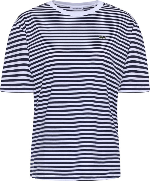 Lacoste - Maat 40 - Dames T-shirt - Navy Blue/White