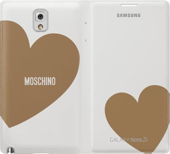 Samsung Flipcover Moschino voor Samsung N9005 Galaxy Note III - Wit/Goud