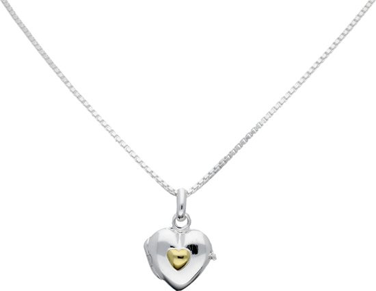Classic & More - collier medaillon - zilver - hart met geel hart