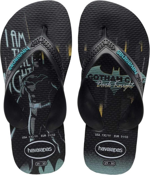 Havaianas Max Hero's - Maat 29/30 - Jongens Slippers - Black/Black/Blue