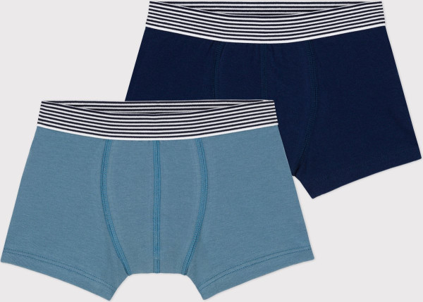 Petit Bateau Maat 92/98 Set van 2 effen boxershorts voor jongens in katoen en elastaan Jongens Onder