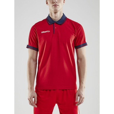 Craft sportpolo Pro Control Maat M(100% polyester) rood/navy heren