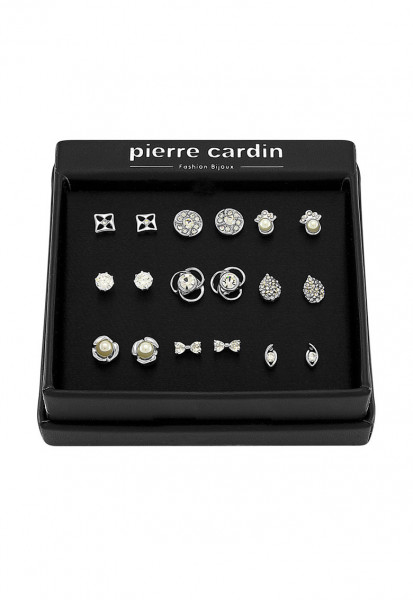 Pierre Cardin - 9 paar oorstekers - Rodium