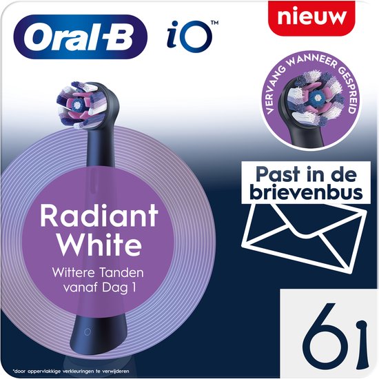 Oral-B iO Series Radiant White Zwart - Originele opzetborstels voor wittere tanden - 8 Stuks