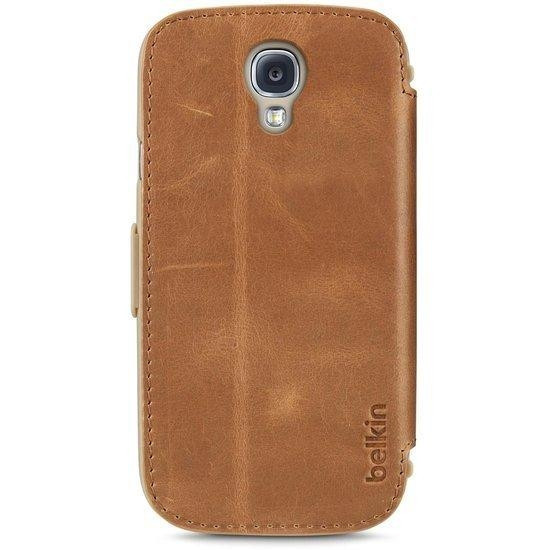 Premium Leather Folio - Coaster Tan voor Galaxy S4