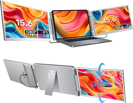 Portable Monitor Ultra 15,6 Inch - Laptop Scherm Extender - Draagbare Monitor - Inclusief Beschermho