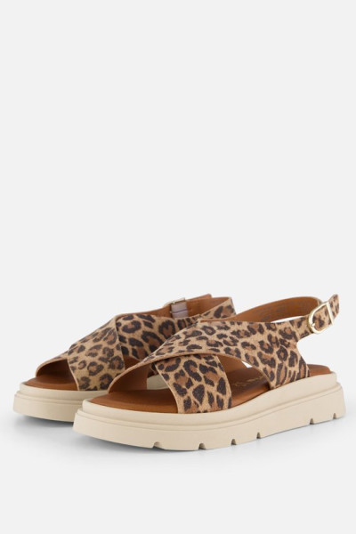 Tamaris - maat 38- Leopard Sandalen bruin Leer - Dames
