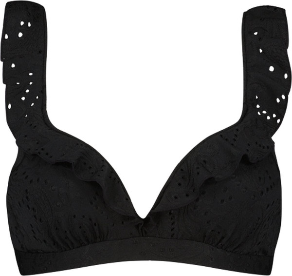 Beachlife Maat 80D Black Embroidery ruffle bikinitop met voorgevormde cups en beugel - dames