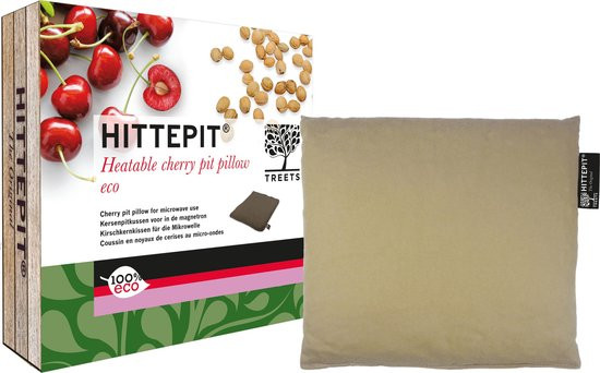 Treets Hittepit Eco kersenpitkussen - vierkant - Bruin