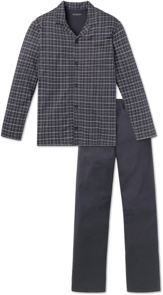 Schiesser - Maat XXL Heren Pyjama - Antraciet - Doorknoop