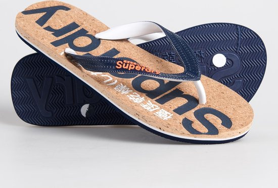 Superdry - Maat 38/39 - Cork Flip Flop Dames Slippers - Dark Navy