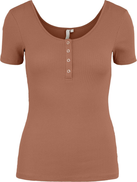 Pieces -maat XS- PCKITTE SS TOP NOOS BC Copper Brown Vrouwen