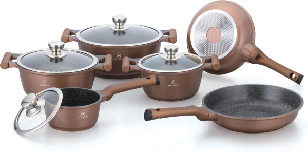 Herenthal Inductie Pannenset- Luxe 10-delige Koekenpannenset - Voor alle warmtebronnen - Met Glazen