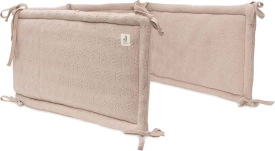 Jollein - Bedomrander 180x30cm - Baby Bedbumper Ledikant - Acryl & Katoen - Grain Knit - Wild Rose