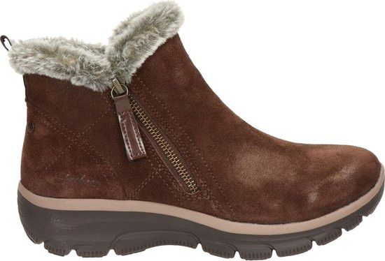Skechers - Maat 37 - Easy Going-High Zip Dames Laarzen - Donkerbruin