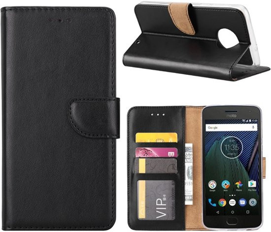 Xssive Hoesje voor Motorola Moto G6 Plus - Book Case - geschikt voor 3 pasjes - Zwart