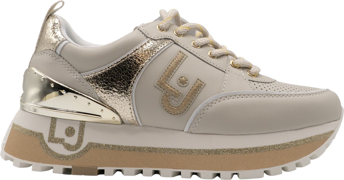 Liu Jo - Maat 35 - Maxi Wonder Dames Sneaker Beige/Goud Outlet