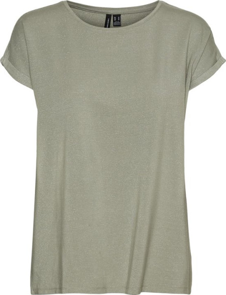 Vero Moda - Maat XS - Vmlava Plain Ss Top Lurex Strip Ga Noos 10250488 Desert Sage/silver Lurex