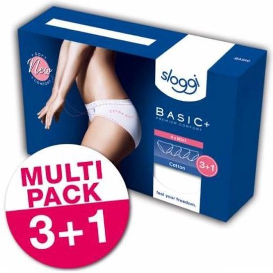 sloggi Basic+ Dames Mini slip - 4pack - Wit - Maat 38
