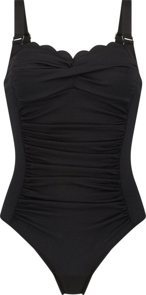Hunkemöller - Maat 36 - Dames Badmode Badpak Scallop - Zwart
