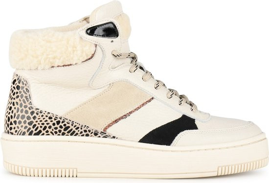 Ps Poelman - Maat 38 - ESQUIMO Dames Hoge Sneakers Teddy - Beige