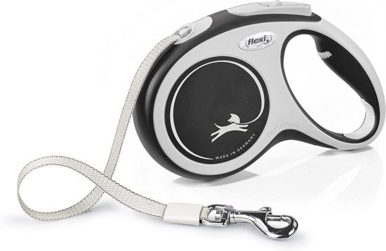 Flexi Rollijn New Comfort Tape M 5 m - Hondenriem - Zwart&Lichtgrijs