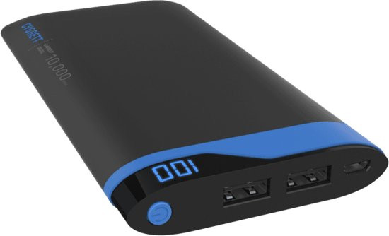 Cygnett Powerbank ChargeUp Digital 10.000 mAh - Grijs/Blauw
