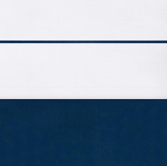 Laken 120x150cm wit met bies marine