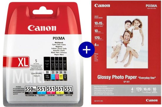 Canon PGI-550XL & CLI-551 - Inktcartridge - Incl. Canon Fotopapier