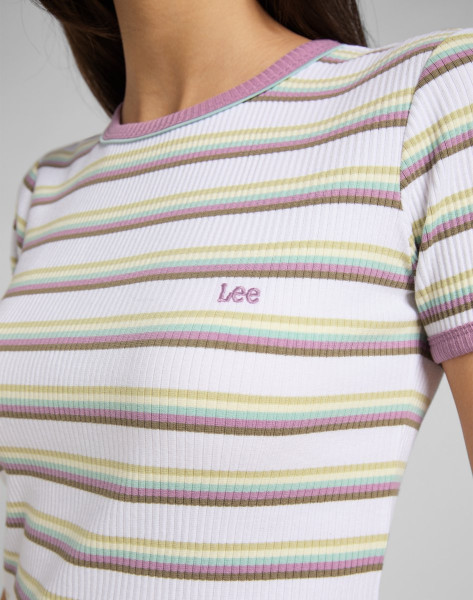 Lee Dames Stripe Tee shirt - Maat XS - Gemengde Kleuren