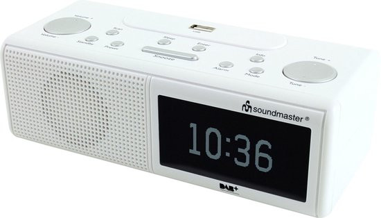 Soundmaster UR8350WE - DAB+, FM wekker radio met USB - wit