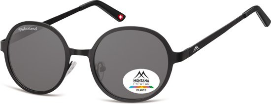 Montana MP87 - Zonnebril - ronde vorm - mat zwart- polarizerend