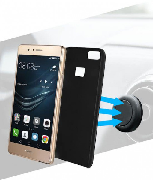 Azuri magnetische backcover met magnetic autohouder- zwart - voor Huawei P9 Lite