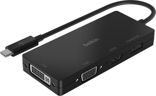 Belkin USB-C multipoort videoadapter (HDMI, VGA, Displayport, DVI) - Zwart